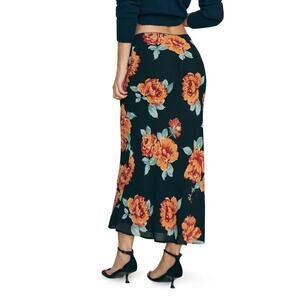 REFORMATION Layla A-Line Floral Midi Silk Skirt Consuelo
